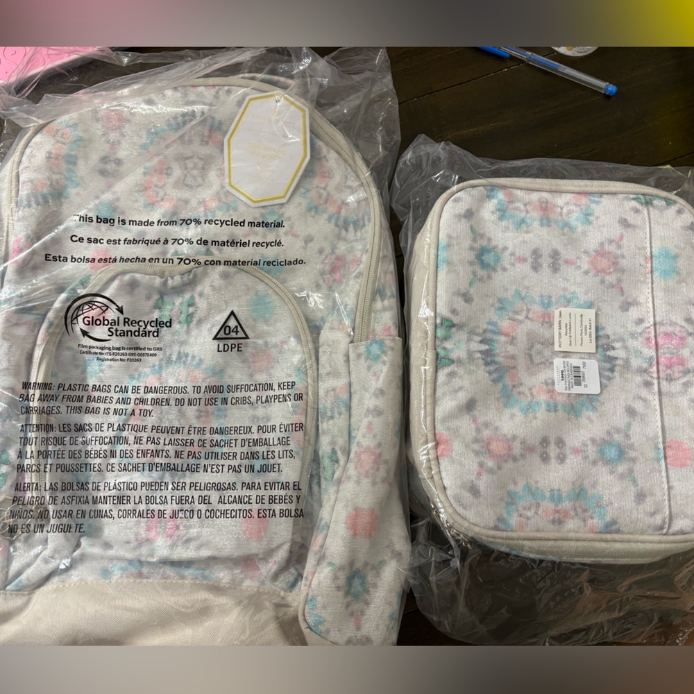 Kendra Scott X pottery barn backpack lunchbox bundle. NWT